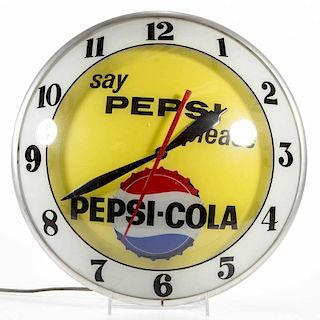 PEPSI-COLA LIGHT-UP ADVERTISING DOUBLE BUBBLE CLOCK
