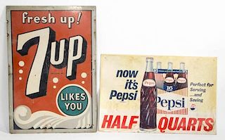 ASSORTED SODA CARDBOARD ADVERTISING SIGNS, LOT OF TWO