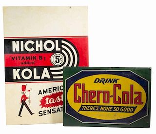 ASSORTED COLA TIN ADVERTISING SIGNS, LOT OF TWO