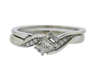 10K Gold Diamond Wedding Engagement Ring Set