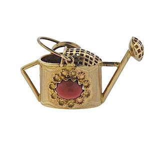 18K Gold Coral Watering Can Charm