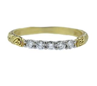 Scott Kay 19K Gold Platinum Diamond Wedding Band Ring