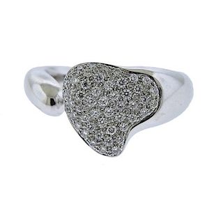 Tiffany &amp; Co Elsa Peretti 18K Gold Diamond Full Heart Ring