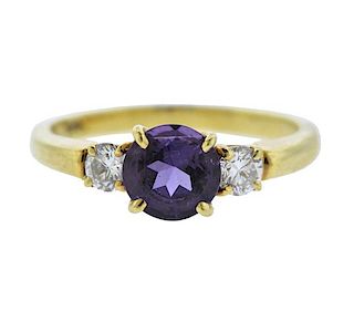Tiffany &amp; Co 18K Gold Diamond Purple Stone Ring