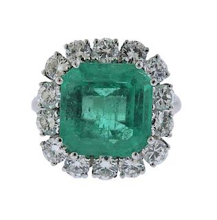18K Gold Diamond 7ct Emerald Ring