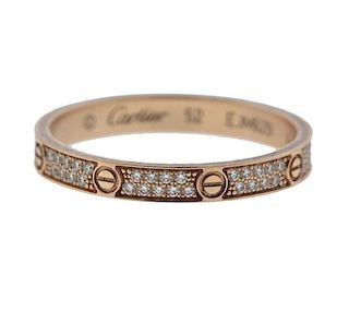 Cartier Love 18K Gold Diamond Band Ring Sz 52