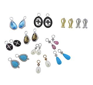 Jude Frances 18K Gold Diamond Multi Stone Huggie Earrings Drop Set