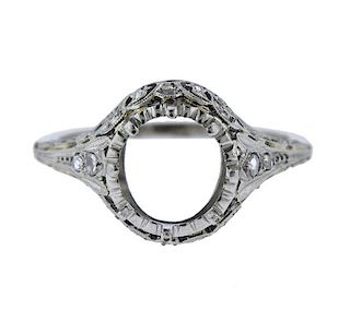 Art Deco Filigree Platinum Diamond Ring Mounting