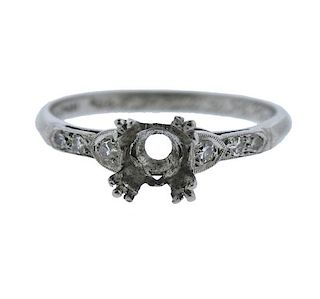 Art Deco Platinum Diamond Engagement Ring Mounting 