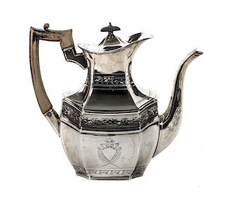 A Victorian Silver Coffee Pot, W&G Sissons, London, 1891, Height 8 inches.