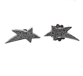 Platinum Diamond Abstract Star Earrings