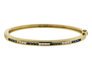 Tiffany &amp; Co 18K Gold Diamond Sapphire Bangle Bracelet