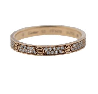 Cartier Love 18K Gold Diamond Band Ring Sz 53