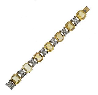 18K Gold Diamond Citrine Bracelet