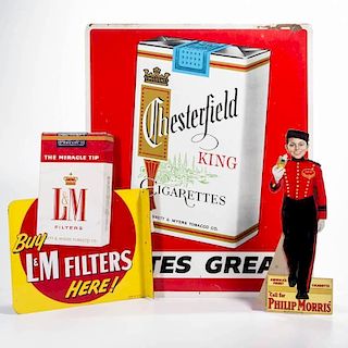 ASSORTED CIGARETTES ADVERTISING SIGNS, LOT OF THREE