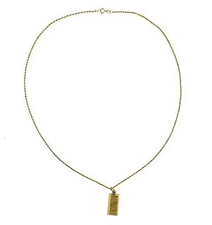 Cartier 18K Gold Ingot Gold Bar Pendant 14K Gold Necklace