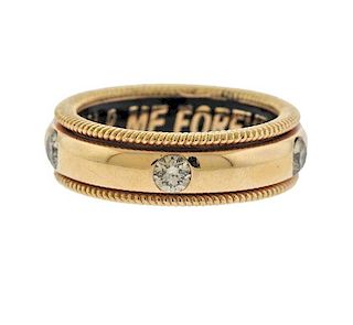 Adolfo Courrier Vibes 18K Gold Diamond Enamel Band Ring