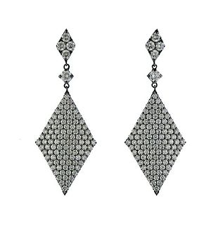 Platinum Diamond Rhombus Earrings