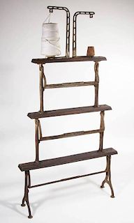 COUNTRY STORE CAST-IRON AND WOOD MULTI-TIER PAPER / STRING RACK