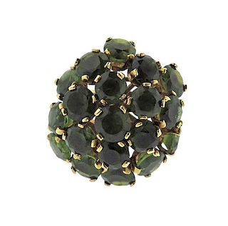 18K Gold Green Stone Cocktail Ring