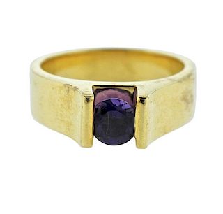 18K Gold Purple Stone Ring