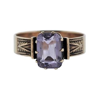 Antique Victorian 14K Gold Purple Stone Ring