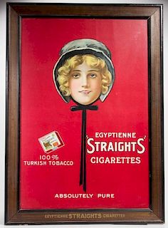 EGYPTIENNE "STRAIGHTS" CIGARETTES PAPER ADVERTISING SIGN