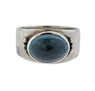 Sterling Silver Blue Stone Band Ring