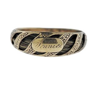 Antique 14K Gold Mourning Band Ring