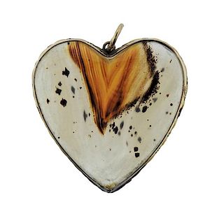 12K Gold Filled Agate Heart Pendant