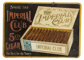 IMPERIAL CLUB FIVE-CENT CIGAR EMBOSSED TIN ADVERTISING SIGN