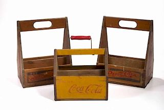 ASSORTED WOODEN COLA DRINK CARRIERS, LOT OF THREE