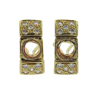 18K Gold Diamond Earring Mountings