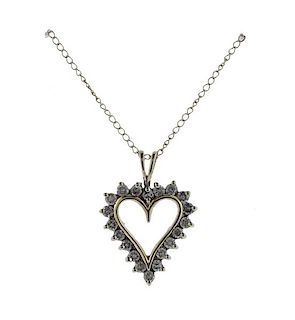 Gold Diamond Heart Pendant Necklace 