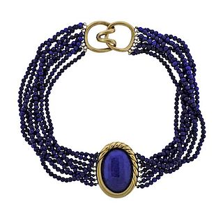 Tiffany &amp; Co Angela Cummings 18K Gold Lapis Choker Necklace