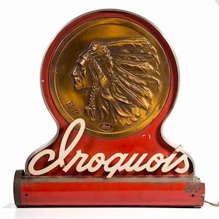 IROQUOIS BREWING CO. METAL LIGHT-UP ADVERTISING SIGN