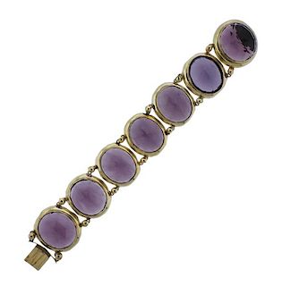 18K Gold Purple Glass Bracelet