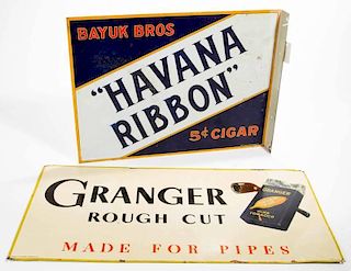 ASSORTED TOBACCO ADVERTISING SIGNS, LOT OF TWO