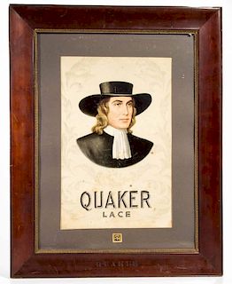 QUAKER LACE PAPER ADVERTISING SIGN