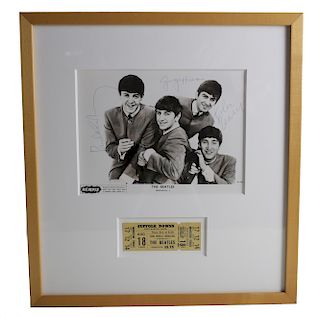 Beatles Photo Signed & Ticket Stub