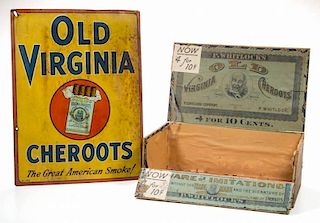 OLD VIRGINIA CHEROOTS CIGARS ADVERTISING ARTICLES, LOT OF TWO