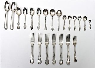 A Group of Silver Flatware Articles, Various Makers, 19th-20th Century,