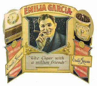 EMILIA GARCIA CIGAR CARDBOARD ADVERTISING SIGN