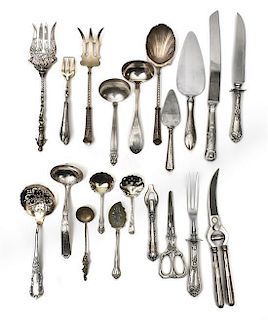 A Group of Silver Flatware Servers, Various Makers, 19th-20th Century,