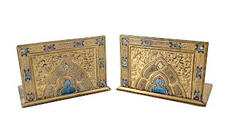 Louis Comfort Tiffany Favrile Furnaces Bronze Bookends