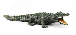 Georg Wild Carved Jade Crocodile Sculpture
