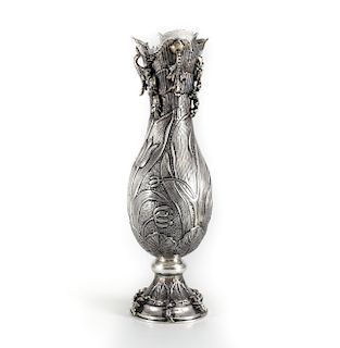 Continental Silver Art Nouveau Vase 