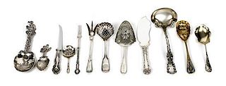 A Group of Silver Flatware Servers, 19th-20th Century, Length of longest 10 1/2 inches.