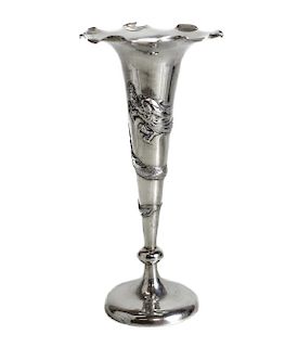 Chinese Wang Hing Silver Trumpet Vase