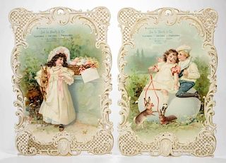 STAUNTON, VIRGINIA ADVERTISING PAIR OF LITHOGRAPHED STAND-UPS